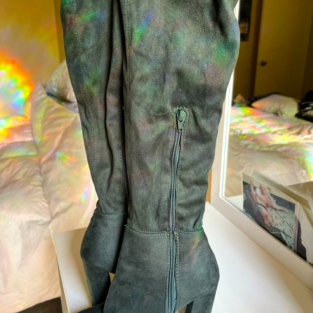 Green long booty boots